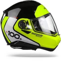 Nolan N100-5 Plus Distinctive 28 Glans Zwart Geel Wit Systeemhelm