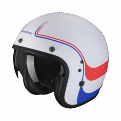 Scorpion Belfast Evo Soul Mat Wit-Blauw-Rood Jethelm -Shark Winkel scorpion belfast evo soul matt white blue red 1 16