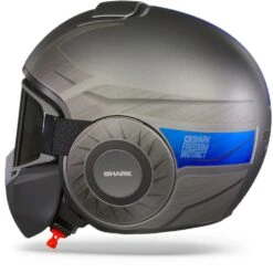 Shark Street Drak Tribute Rm Mat Antraciet Chrom Blauw AUB Jethelm -Shark Winkel shark street drak tribute rm mat0anthracite chrome blue aub.11